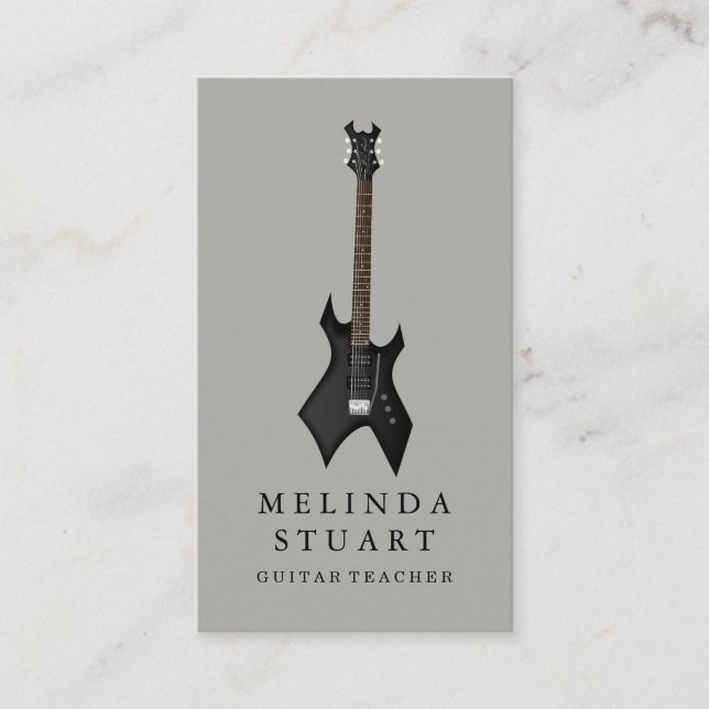 Modern minimalistisk Chic Musician Guitar Teacher Visitkort (Framsida)