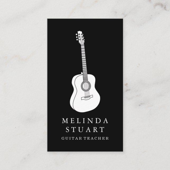 Modern minimalistisk Chic Musician Guitar Teacher Visitkort (Framsida)