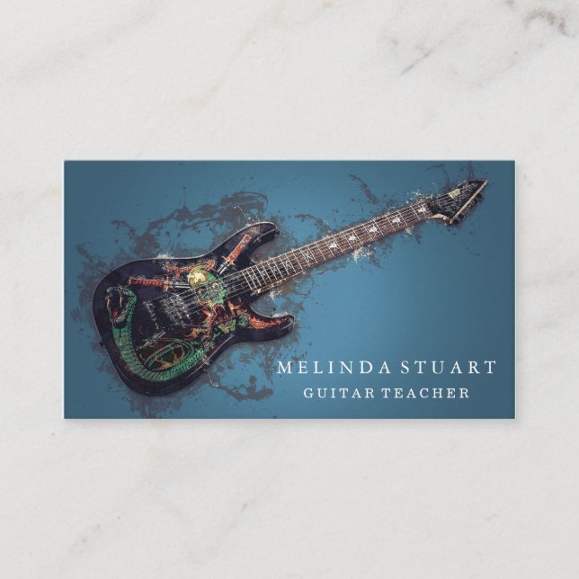 Modern minimalistisk Chic Musician Guitar Teacher Visitkort (Framsida)