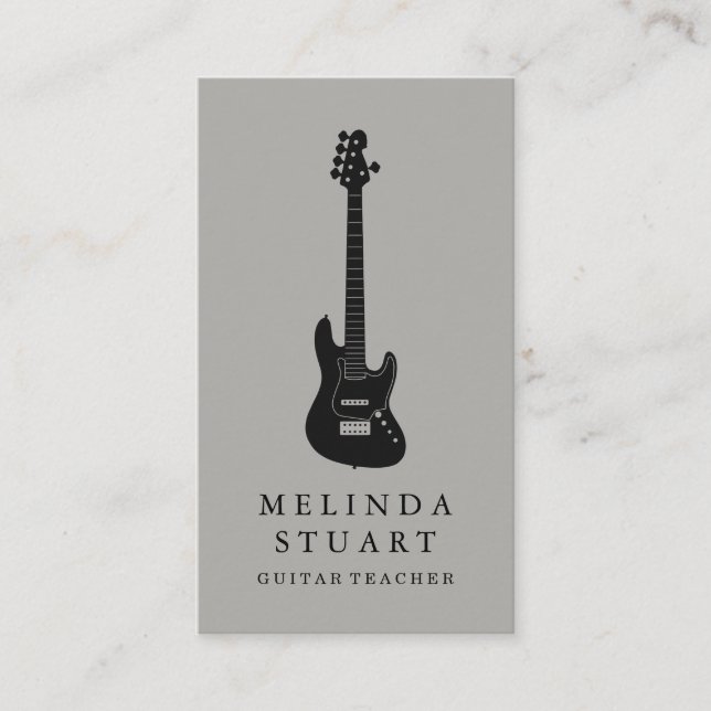 Modern minimalistisk Chic Musician Guitar Teacher Visitkort (Framsida)