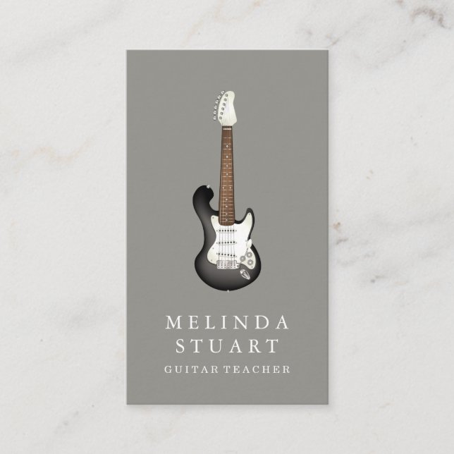 Modern minimalistisk Chic Musician Guitar Teacher Visitkort (Framsida)
