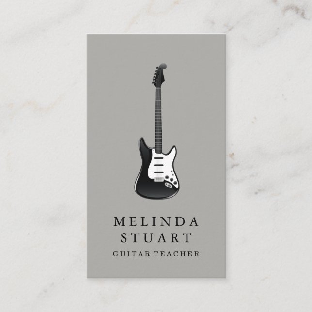 Modern minimalistisk Chic Musician Guitar Teacher Visitkort (Framsida)