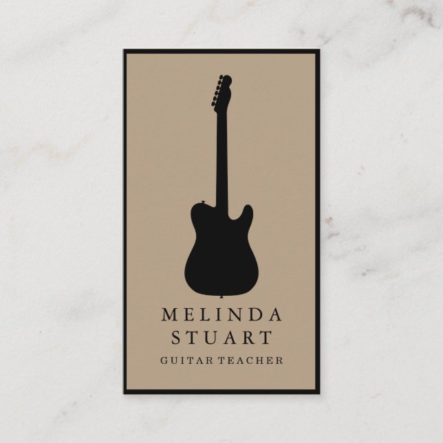 Modern minimalistisk Chic Musician Guitar Teacher Visitkort (Framsida)