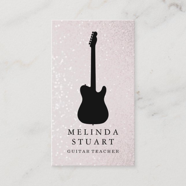 Modern minimalistisk Chic Musician Guitar Teacher Visitkort (Framsida)