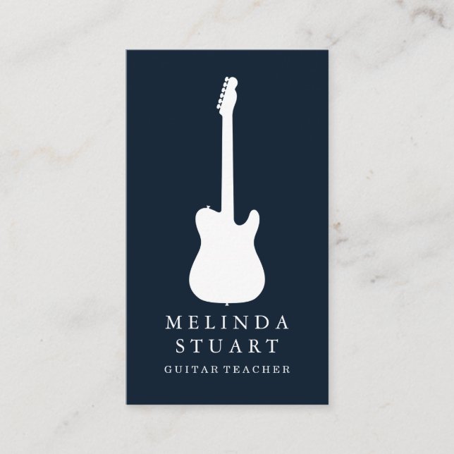 Modern minimalistisk Chic Musician Guitar Teacher Visitkort (Framsida)