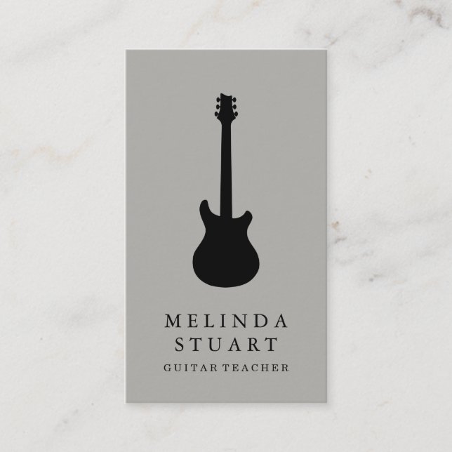 Modern minimalistisk Chic Musician Guitar Teacher Visitkort (Framsida)