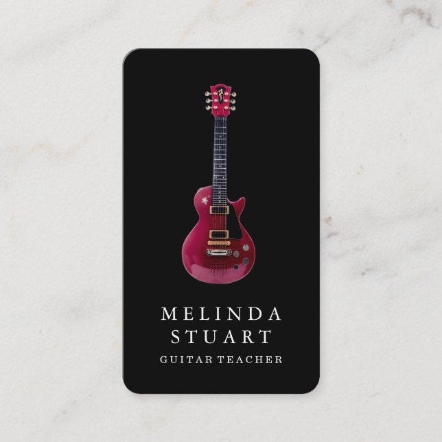Modern minimalistisk chic musiker gitarrlärare visitkort (Framsida)