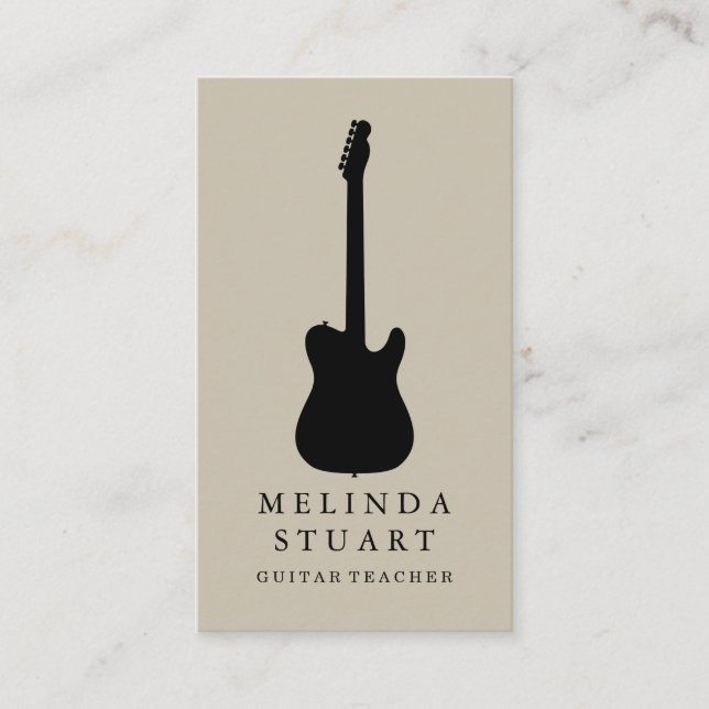 Modern minimalistisk chic musiker gitarrlärare visitkort (Framsida)