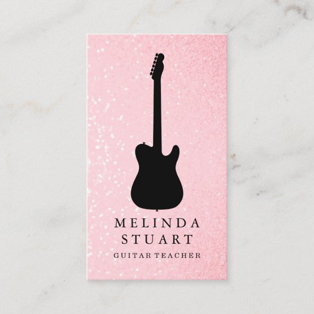 Modern Minimalistisk Chic Musiker Gitarrlärare Visitkort (Framsida)