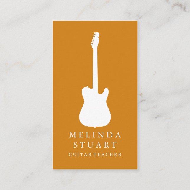 Modern minimalistisk chic musiker gitarrlärare visitkort (Framsida)