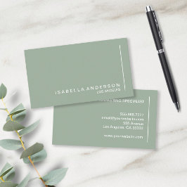 Modern minimalistisk chic-sagegrön proffsdesign visitkort