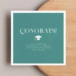 Modern Minimalistisk Chic Studentfirande Teal Pappersservett
