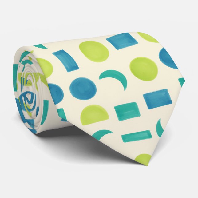 Modern minimalistisk Citrusgrön och kustblå Slips (Rullad)