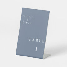 Modern minimalistisk dammblå Bordsnummer