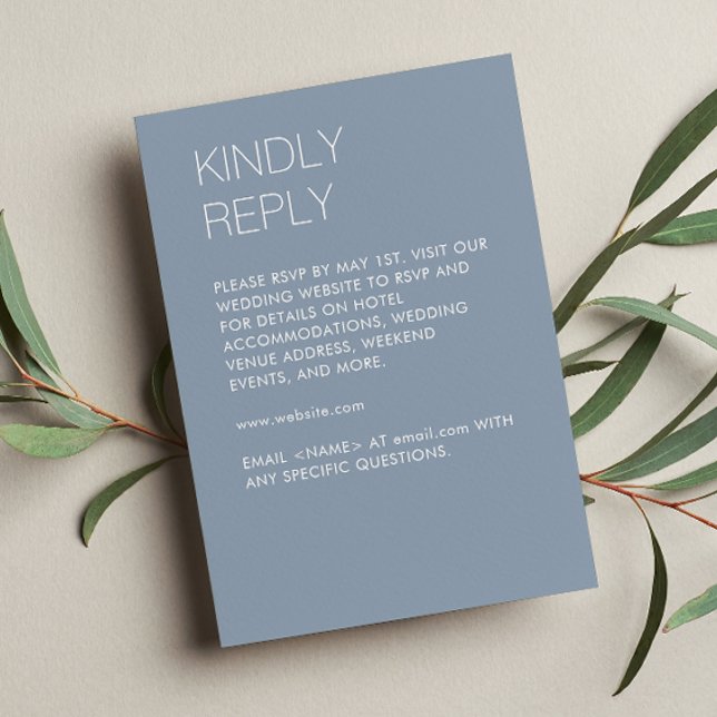 Modern minimalistisk dammblå Bröllop OSA Kort (Skapare uppladdad)