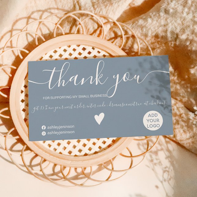 Modern minimalistisk, dammig, blå ordning tack visitkort (Skapare uppladdad)