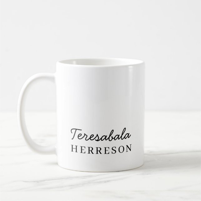 Modern minimalistisk design med monogramnamn kaffemugg (Vänster)