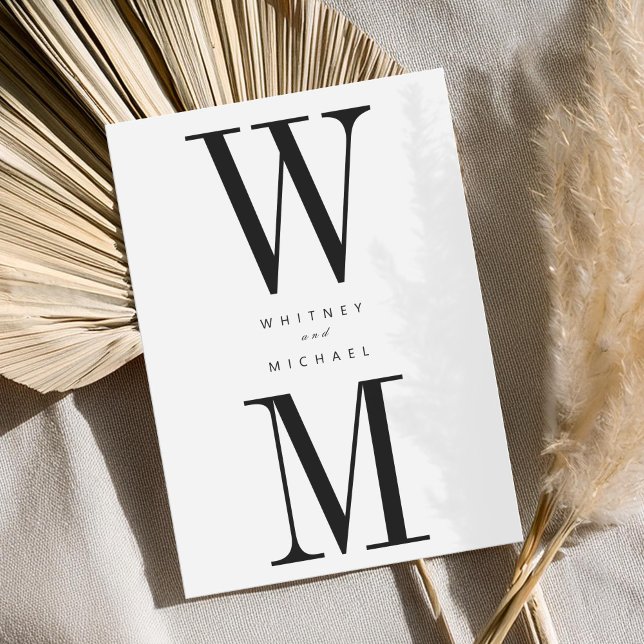 Modern minimalistisk, djärv Monogram Bröllop Inbjudningar (Skapare uppladdad)