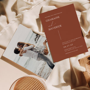 Modern minimalistisk Dreamy-skript Terracotta Bröl Inbjudningar