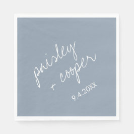 Modern minimalistisk Dusty Blue Bröllop Napkins Pappersservett