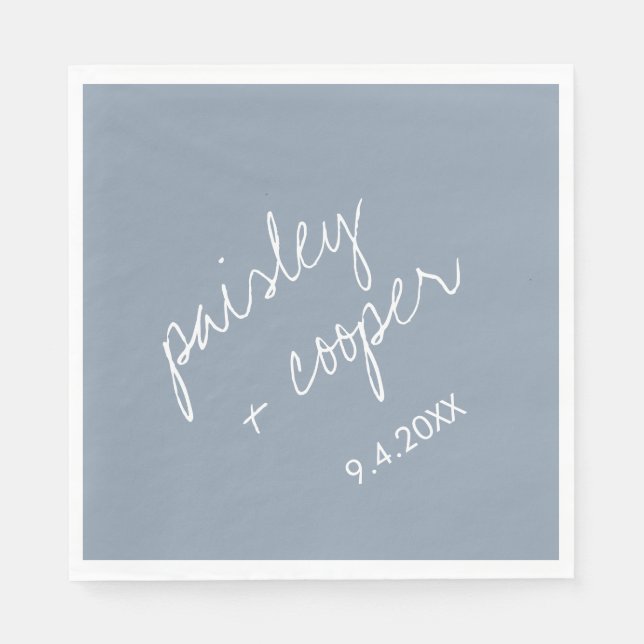 Modern minimalistisk Dusty Blue Bröllop Napkins Pappersservett (Framsidan)