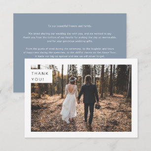 Modern minimalistisk Dusty Blue Bröllop Photo Tack Kort