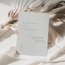 Modern minimalistisk Dusty Blue Wedding-inbjudan Inbjudningar