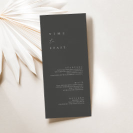 Modern minimalistisk Dusty Grått Bröllop Flat Menu Meny