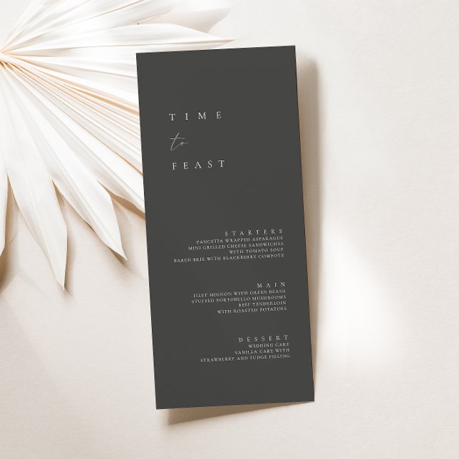 Modern minimalistisk Dusty Grått Bröllop Flat Menu Meny (Skapare uppladdad)