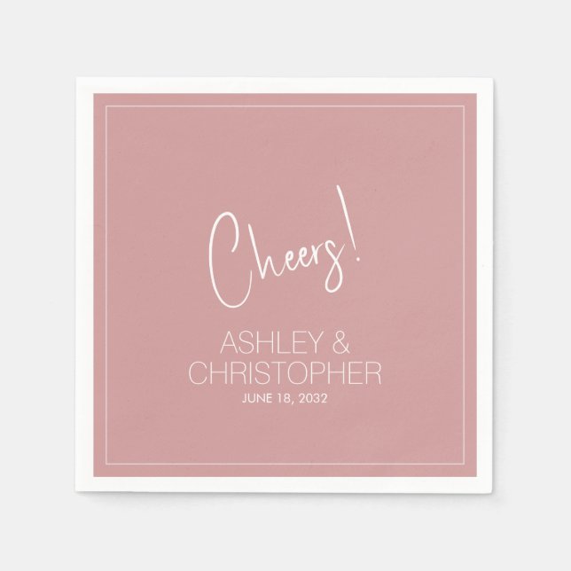 Modern minimalistisk Dusty Ro Bröllop Pappersservett (Framsidan)