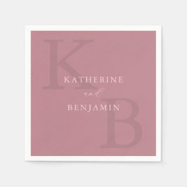 Modern minimalistisk Dusty Ro Monogram Bröllop Pappersservett