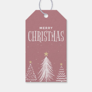 Modern minimalistisk Dusty Ro Rosa God jul Presentetikett