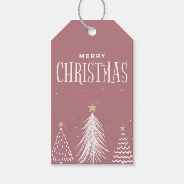 Modern minimalistisk Dusty Ro Rosa God jul Presentetikett (Framsidan)