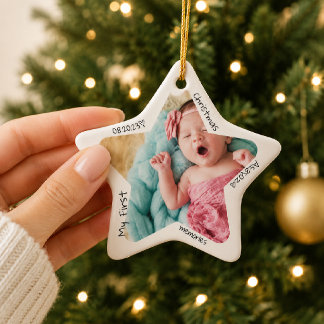 Modern Minimalistisk Elegant Bebis Första Julen Fo Julgransprydnad Keramik
