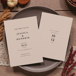 Modern minimalistisk elegant bisque bröllop inbjudningar