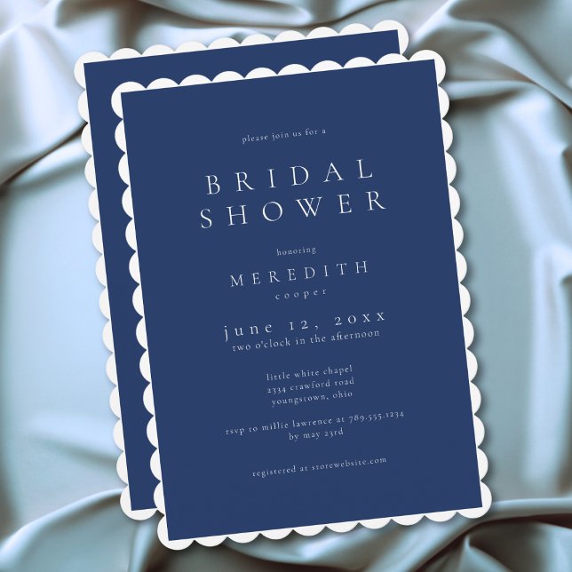 Modern Minimalistisk Elegant Blå Bröllopsdusch Inbjudningar (Modern Minimal Elegant Blue Bridal Shower Invitation)