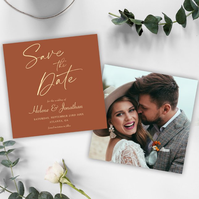 Modern minimalistisk Elegant bröllop-foto Spara Datumet (Modern Minimalist Elegant Wedding Photo Save The Date)