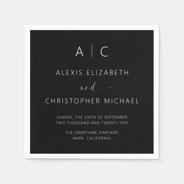 Modern minimalistisk Elegant bröllop Pappersservett (Framsidan)