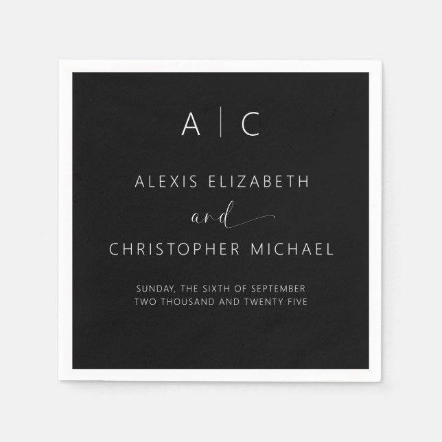 Modern minimalistisk Elegant bröllop Pappersservett (Framsidan)