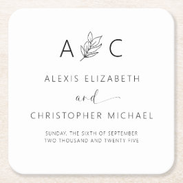 Modern minimalistisk Elegant bröllop Underlägg Papper Kvadrat