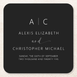 Modern minimalistisk Elegant bröllop Underlägg Papper Kvadrat