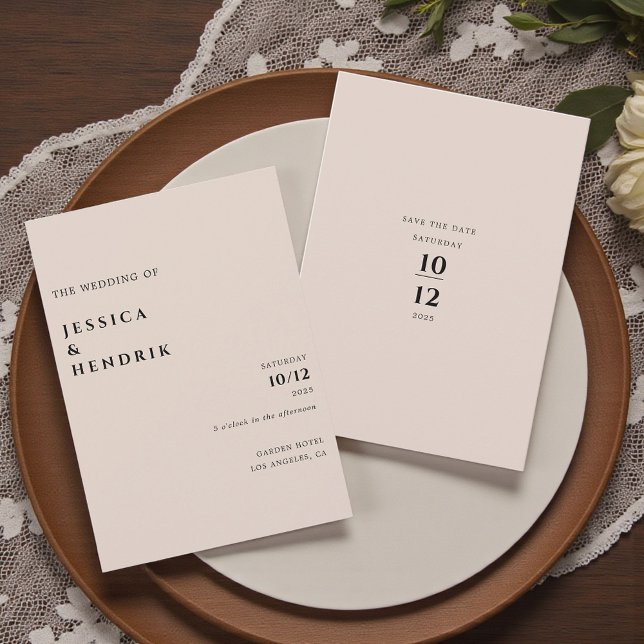 Modern Minimalistisk Elegant Champagnebröllop Inbjudningar (Skapare uppladdad)