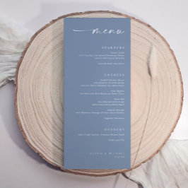 Modern minimalistisk elegant dammig blå bröllop meny