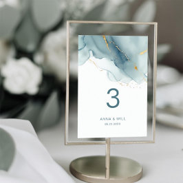 Modern minimalistisk Elegant Dusty Blue Beach Wedd Bordsnummer