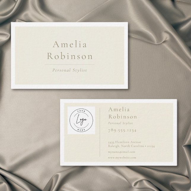 Modern Minimalistisk Elegant Elfenbensfärgad Profe Visitkort (Modern Minimal Elegant Ivory Professional Logo Business Card)