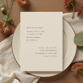 Modern minimalistisk elegant enkel beige bröllop inbjudningar