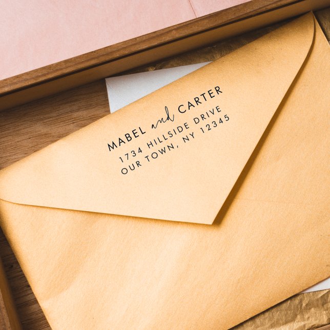 Modern minimalistisk Elegant Enkel Bröllop par Självfärgande Stämpel (Skapare uppladdad)