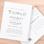 Modern minimalistisk Elegant enkel Bröllop Vykort<br><div class="desc">Består av kursivt skript och serif-typografi. Allt mot en ren vit bakgrund. Dessa inslag är moderna,  enkla och chic. Detta är designat av White Papper Birch Co. exklusiv för Zazzle. Finns här: http://www.zazzle.com/store/whitepaperbirch</div>