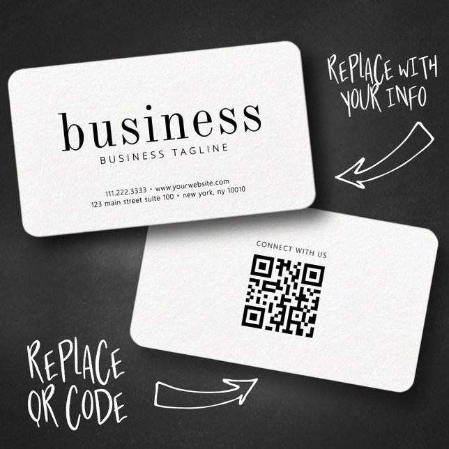 Modern Minimalistisk Elegant - enkel Chic Scan QR- Visitkort (Skapare uppladdad)