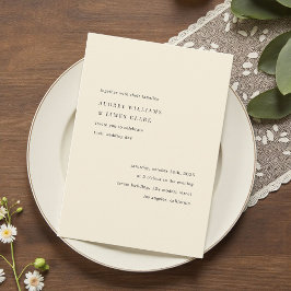 Modern minimalistisk elegant enkel krämbröllop inbjudningar